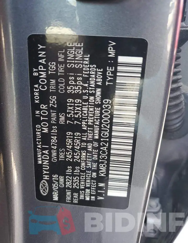 KM8J3CA21GU200039 Photo# 12