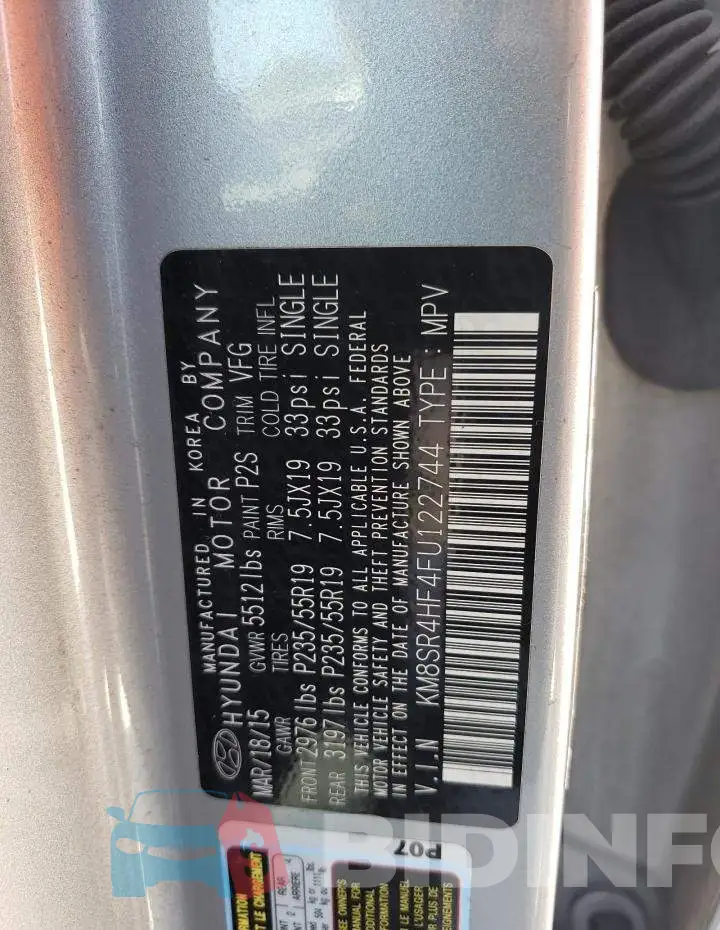 KM8SR4HF4FU122744 Photo# 13