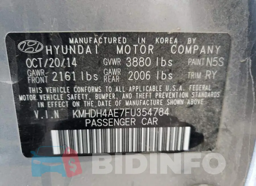 KMHDH4AE7FU354784 Photo# 13