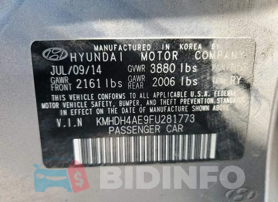 KMHDH4AE9FU281773 Photo# 12