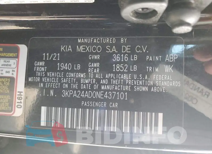3KPA24AD0NE437101 Photo# 12