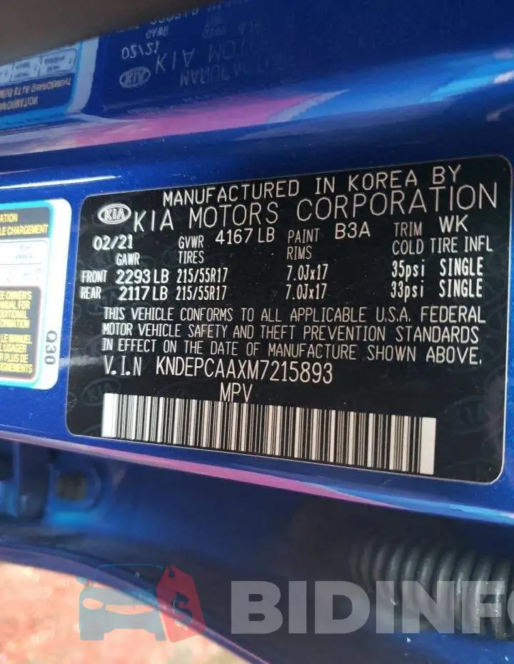 KNDEPCAAXM7215893 Photo# 13