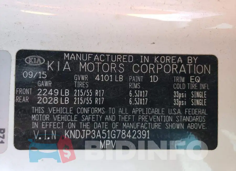 KNDJP3A51G7842391 Photo# 13