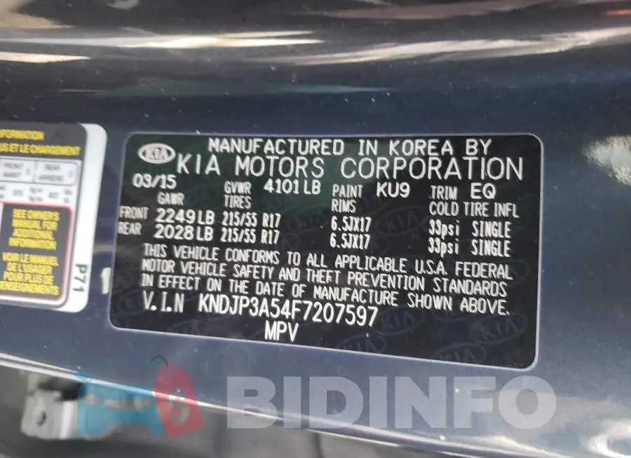 KNDJP3A54F7207597 Photo# 13