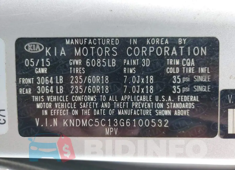 KNDMC5C13G6100532 Photo# 13