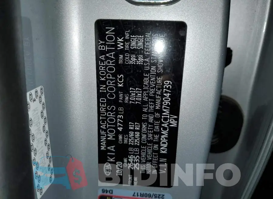 KNDPMCAC1M7904739 Photo# 14