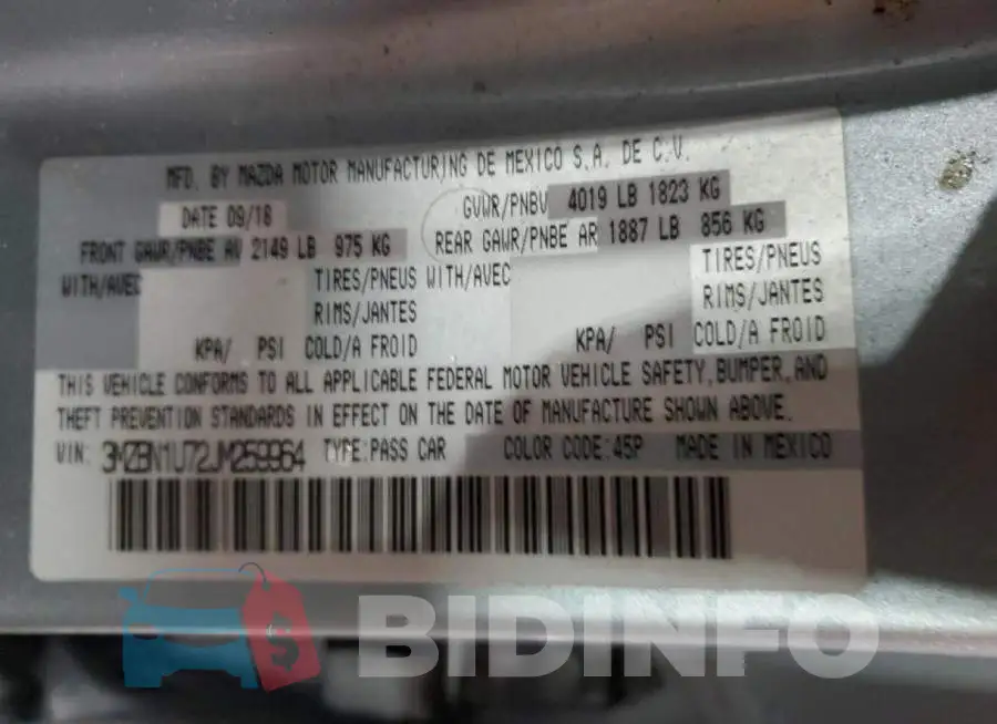 3MZBN1U72JM259964 Photo# 13