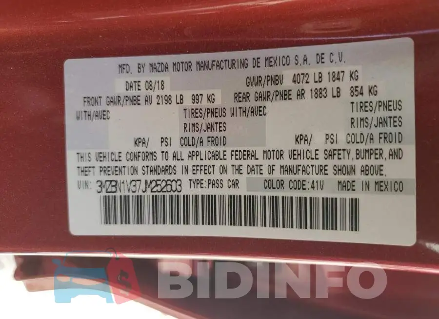 3MZBN1V37JM252603 Photo# 13