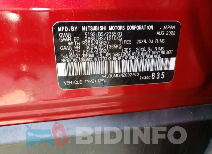 JA4J3UA83NZ092760 Photo# 12