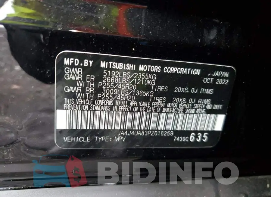 JA4J4UA83PZ016259 Photo# 13