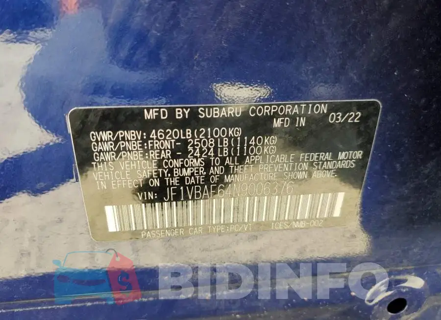 JF1VBAF64N9006376 Photo# 13