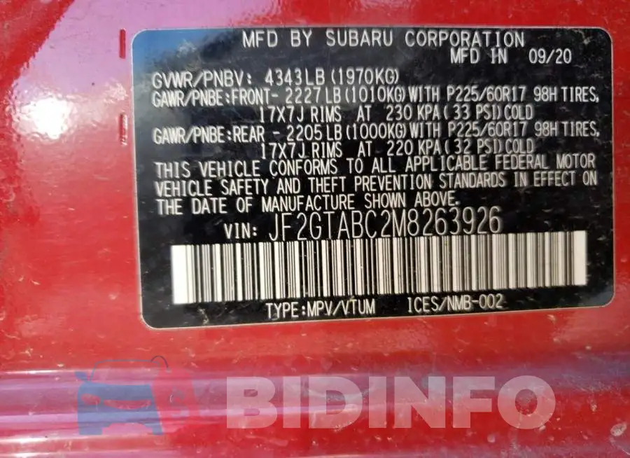 JF2GTABC2M8263926 Photo# 13