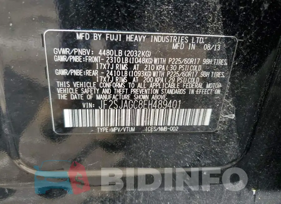 JF2SJAGC8EH489401 Photo# 13