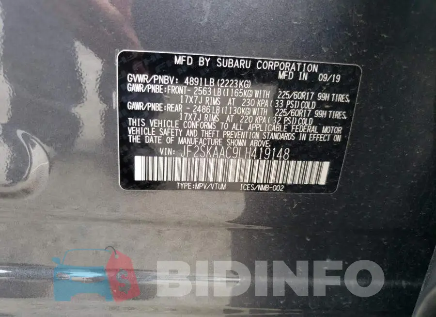 JF2SKAAC9LH419148 Photo# 13