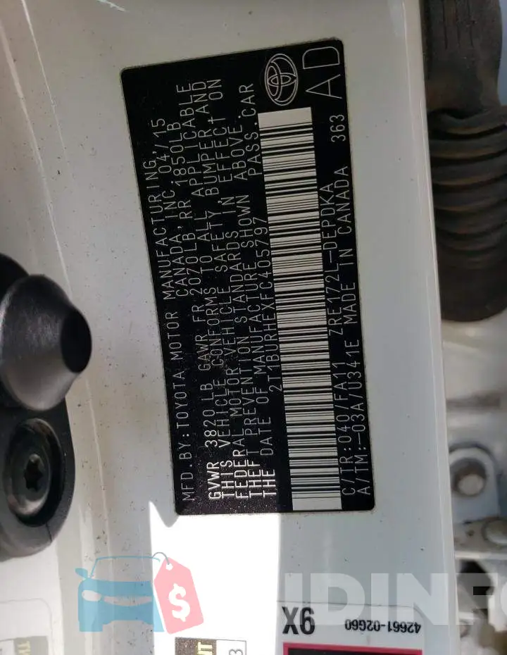 2T1BURHEXFC405797 Photo# 12