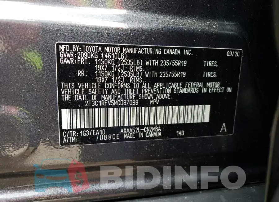 2T3C1RFV5MC087088 Photo# 13