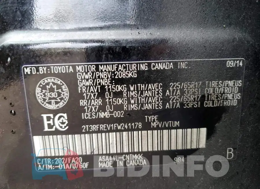 2T3RFREV1FW241178 Photo# 14