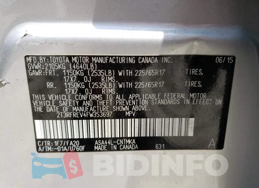 2T3RFREV4FW353697 Photo# 13