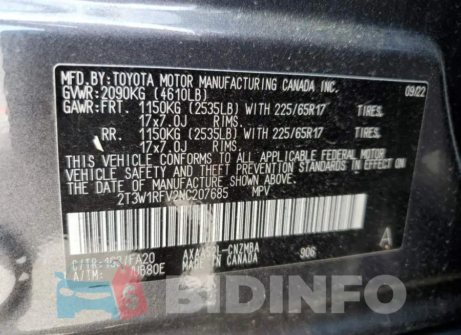2T3W1RFV2NC207685 Photo# 13