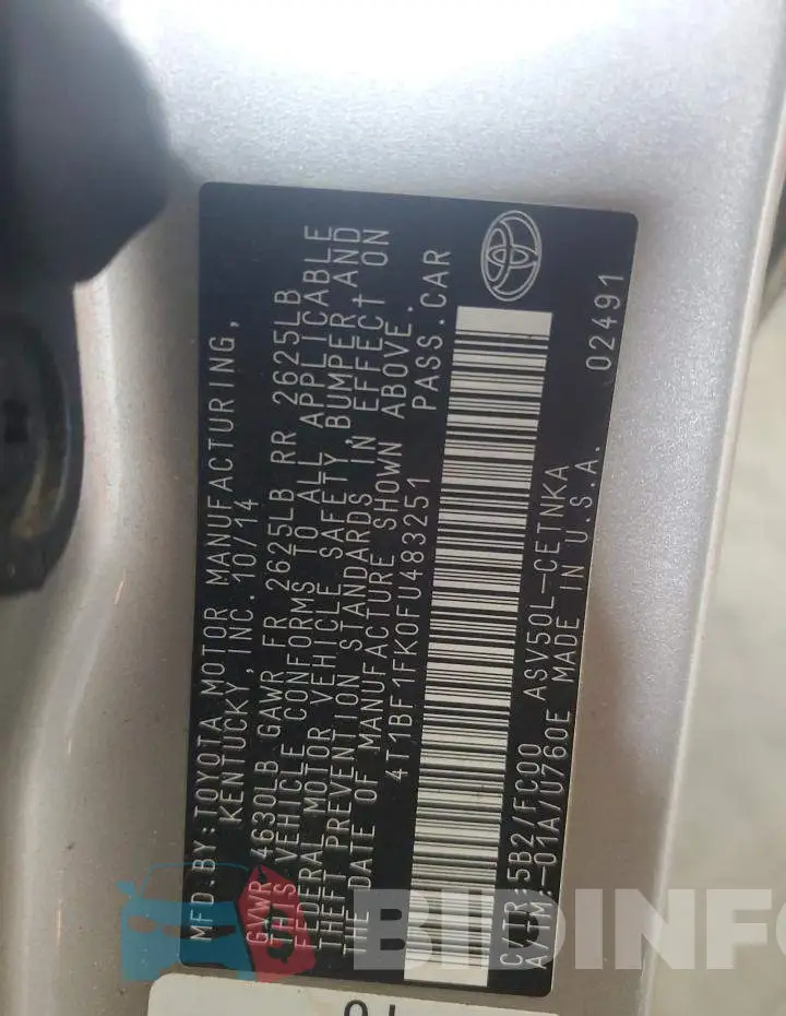 4T1BF1FK0FU483251 Photo# 12
