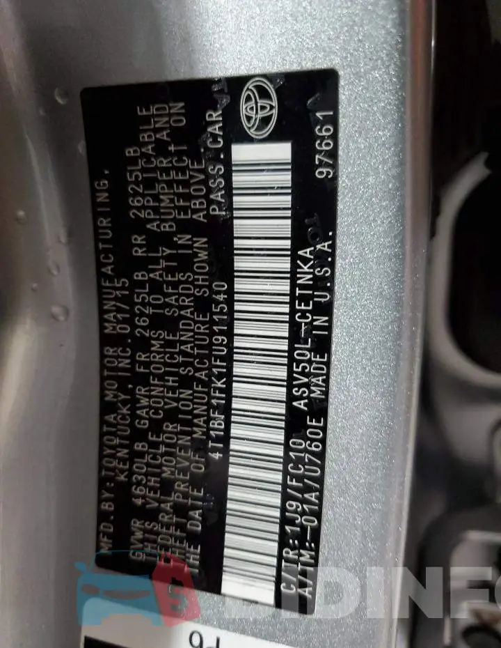 4T1BF1FK1FU911540 Photo# 12