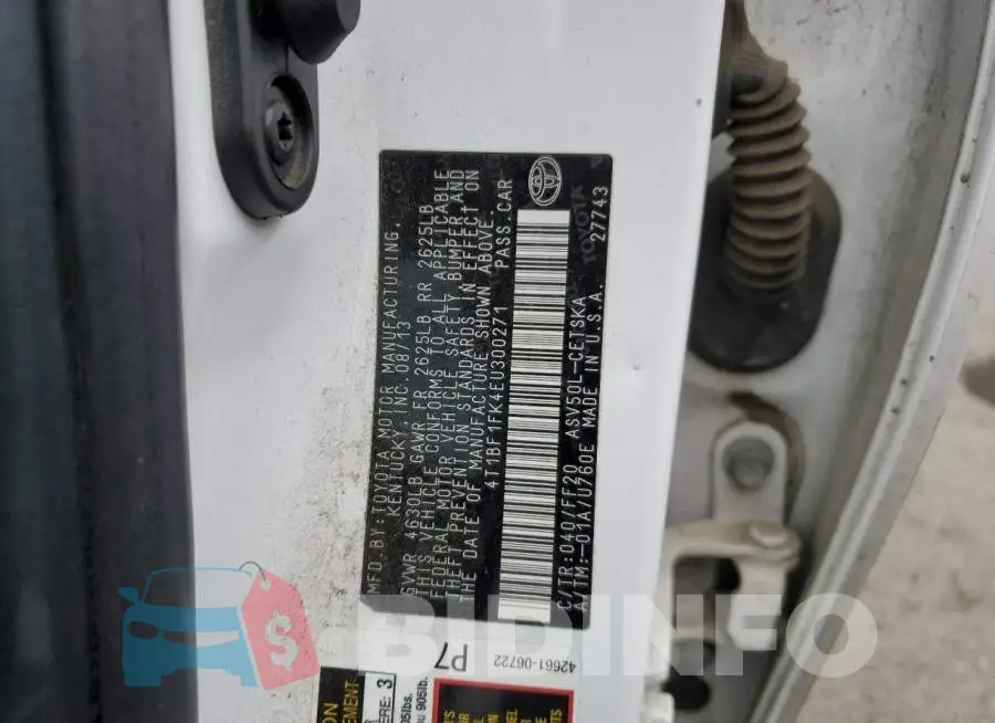 4T1BF1FK4EU300271 Photo# 12