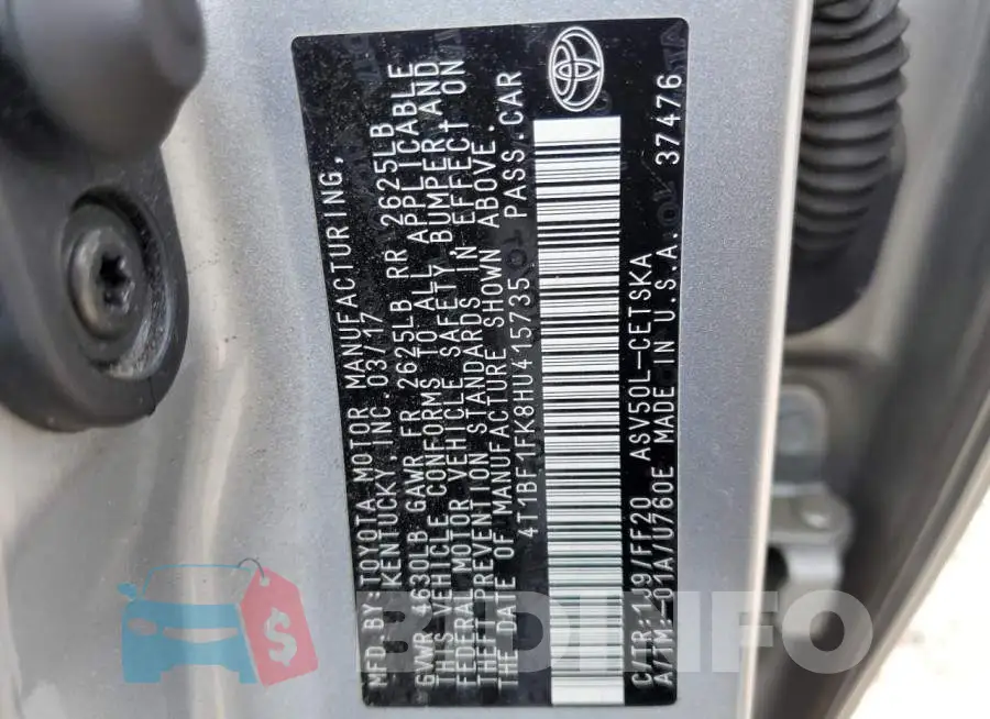 4T1BF1FK8HU415735 Photo# 12