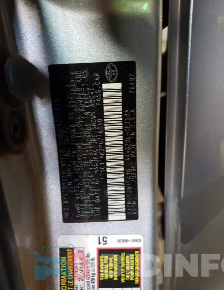 4T1C11AK3PU746540 Photo# 12