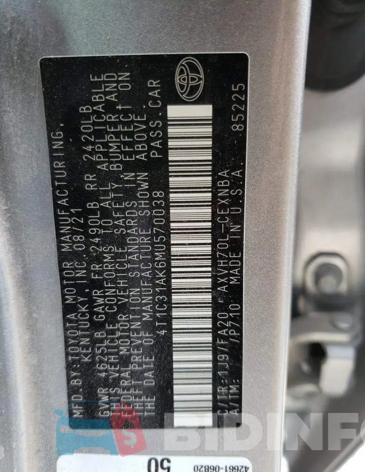 4T1C31AK6MU570038 Photo# 13
