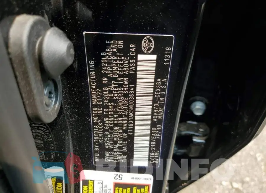 4T1G31AK5NU036841 Photo# 12