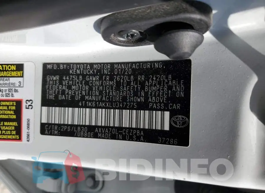 4T1K61AKXLU347275 Photo# 12