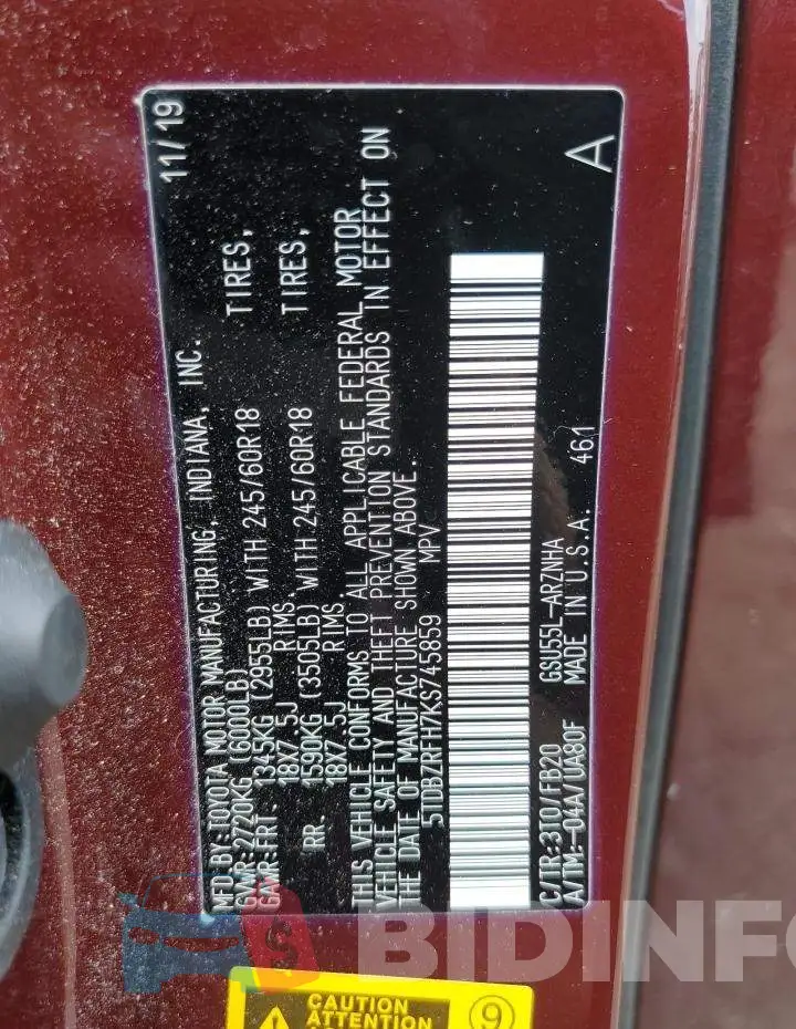 5TDBZRFH7KS745859 Photo# 13