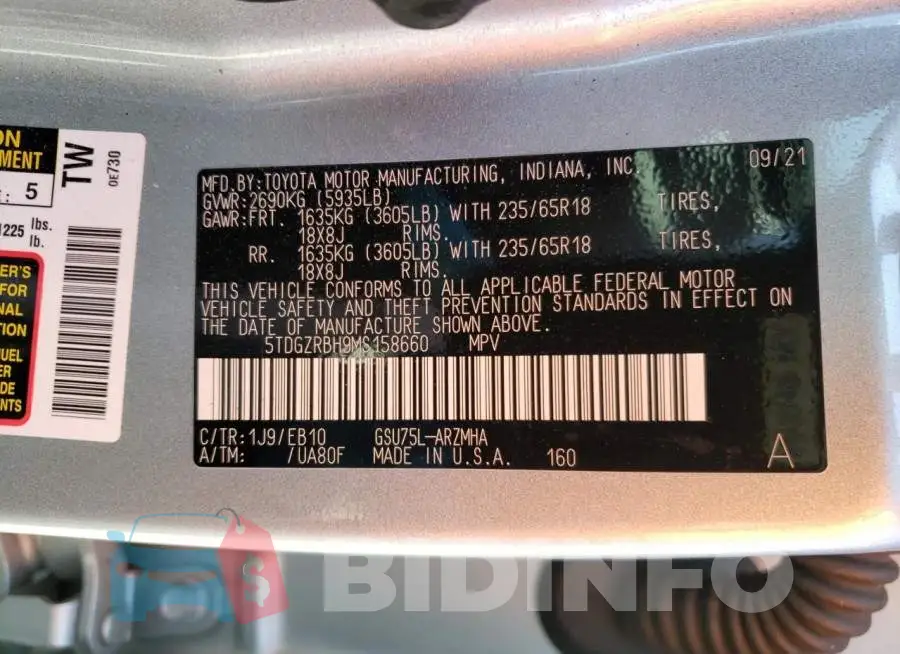 5TDGZRBH9MS158660 Photo# 14