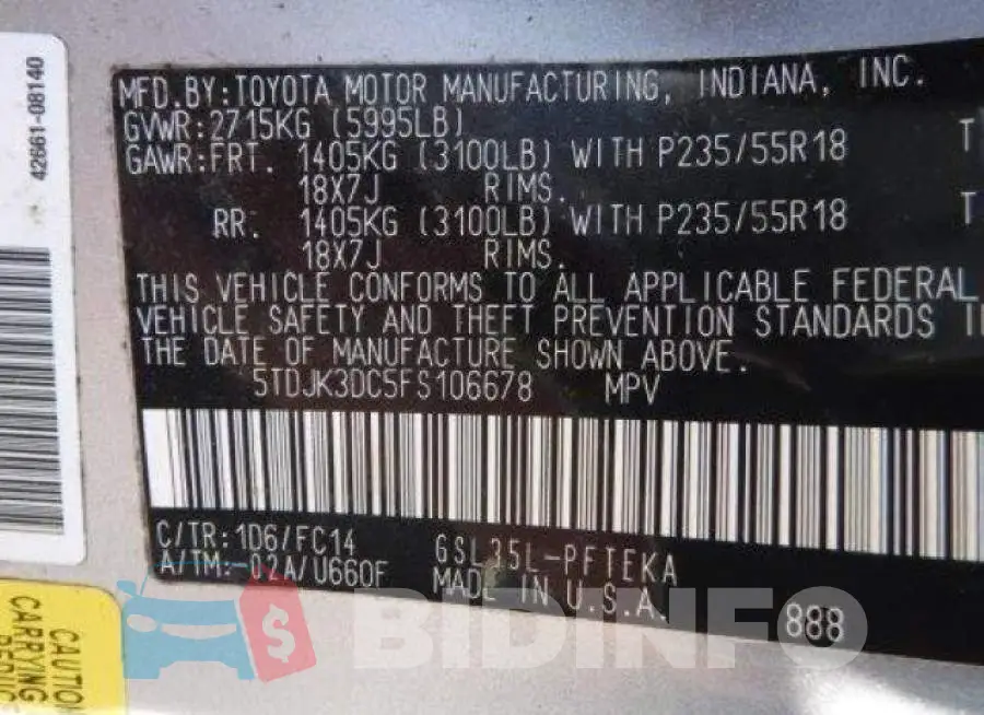 5TDJK3DC5FS106678 Photo# 13