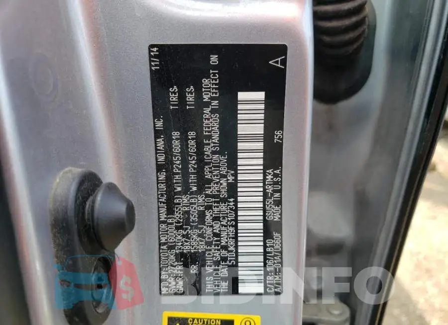 5TDJKRFH9FS107344 Photo# 12
