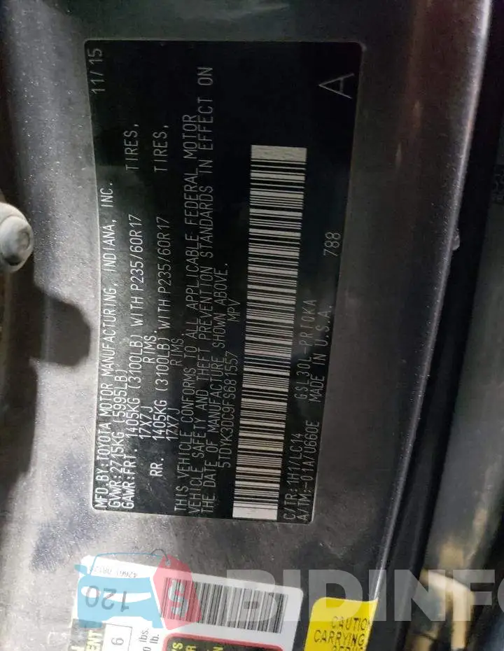 5TDYK3DC9FS681557 Photo# 13
