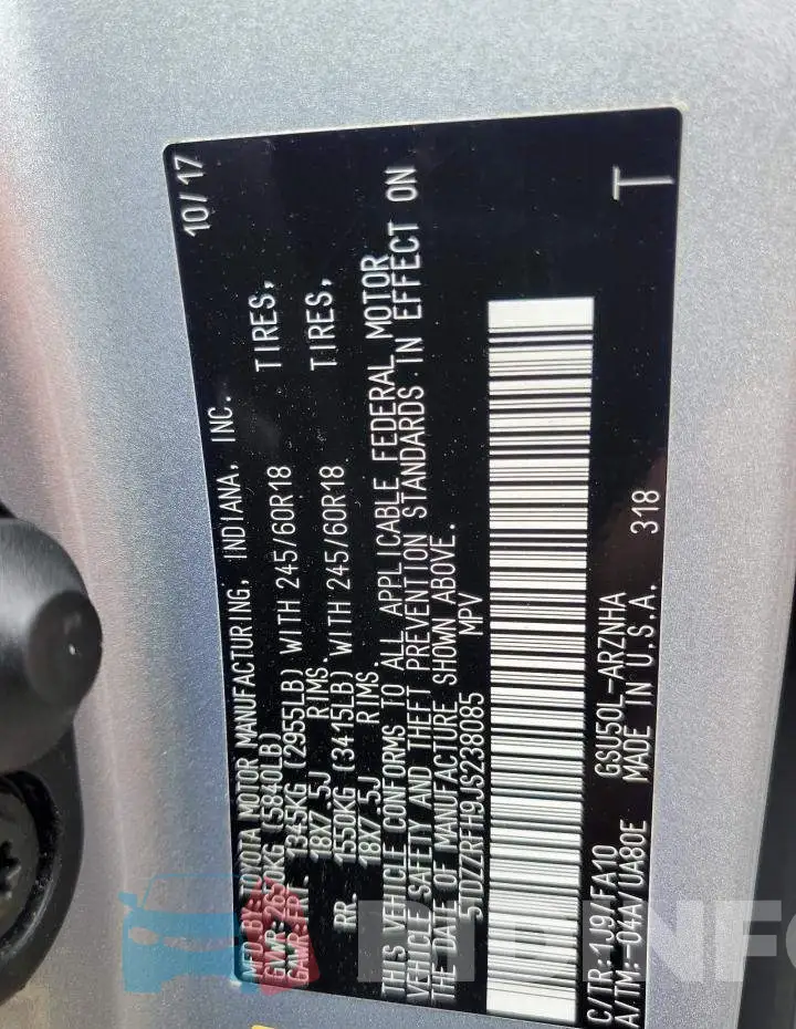 5TDZZRFH9JS238085 Photo# 12