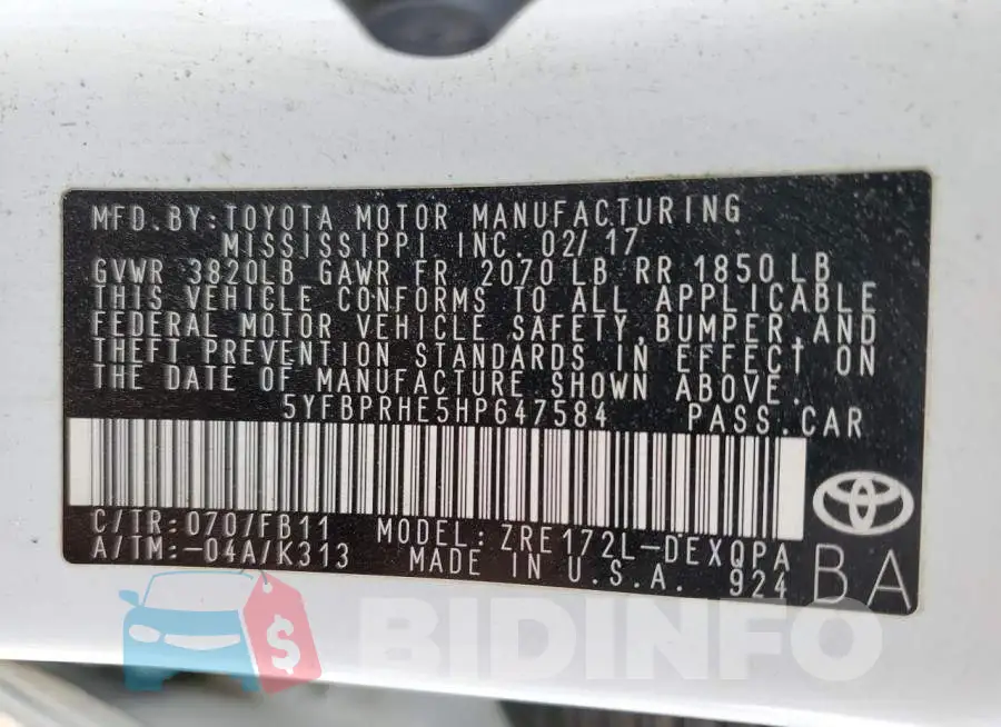 5YFBPRHE5HP647584 Photo# 12