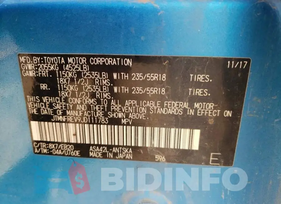 JTMNFREV9JD111783 Photo# 14