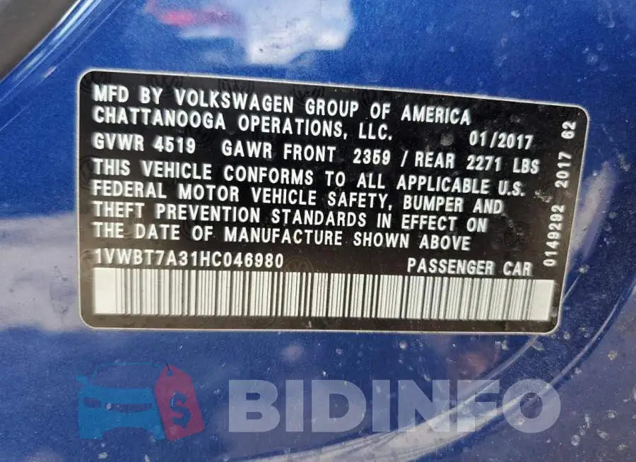 1VWBT7A31HC046980 Photo# 12