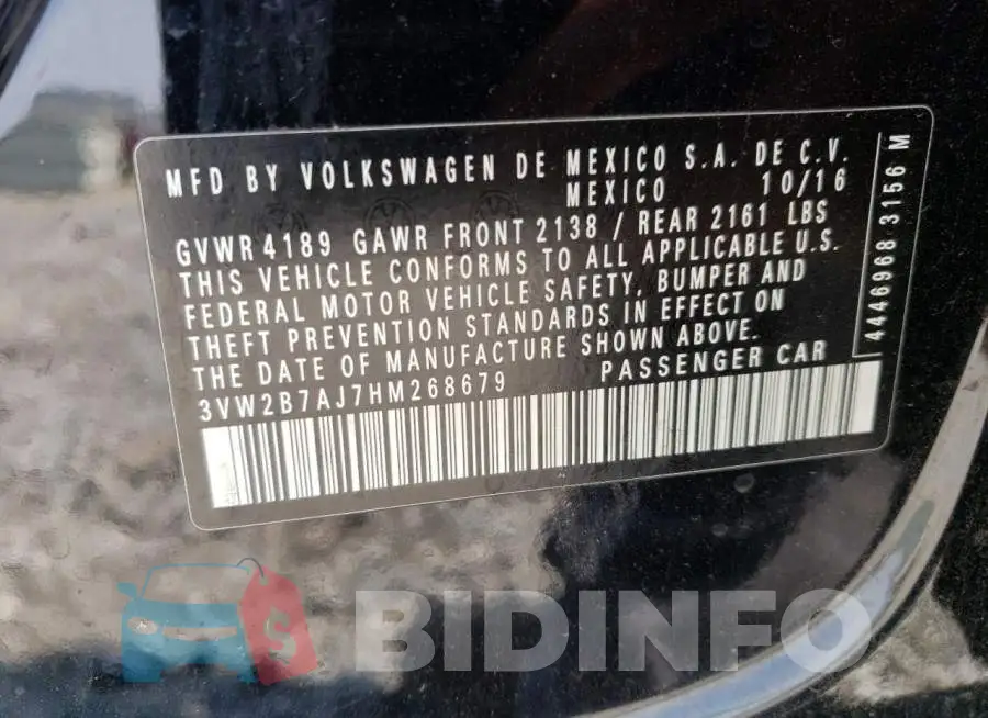 3VW2B7AJ7HM268679 Photo# 12
