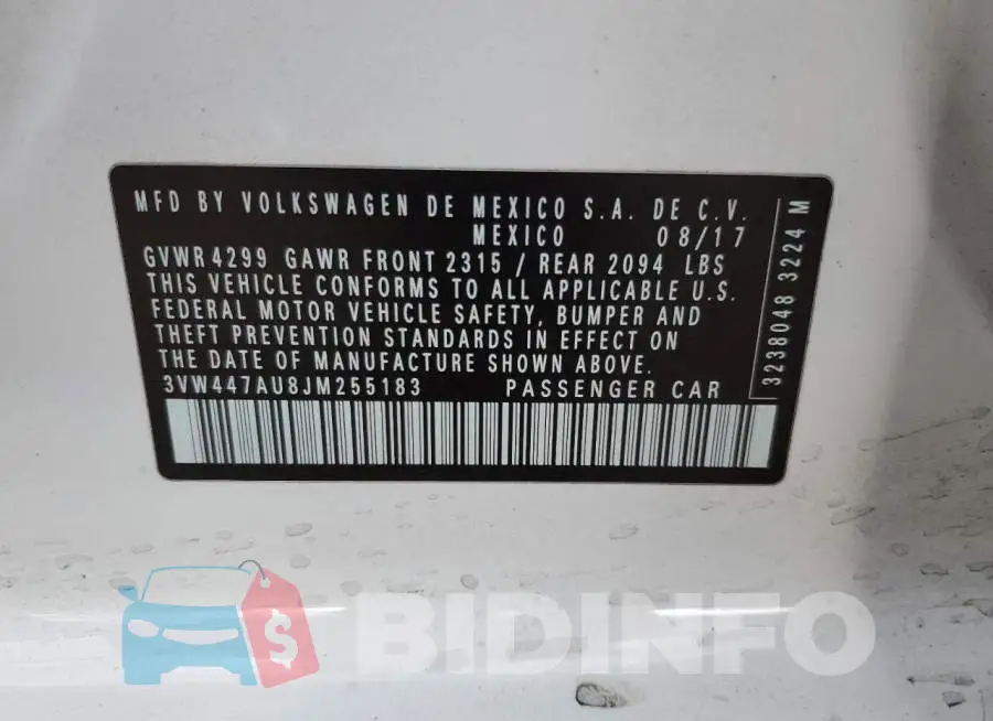 3VW447AU8JM255183 Photo# 12