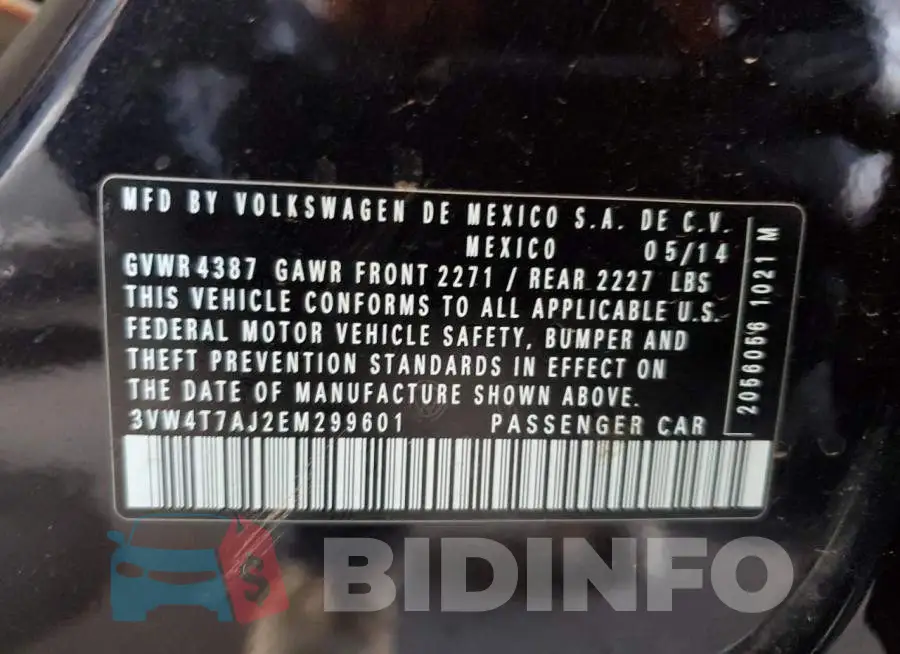 3VW4T7AJ2EM299601 Photo# 12