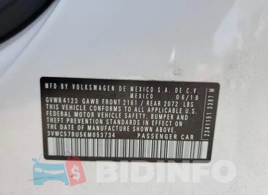 3VWC57BU5KM053734 Photo# 12