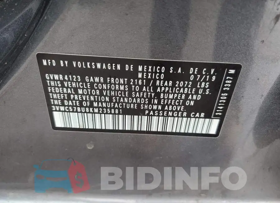 3VWC57BU8KM235881 Photo# 13