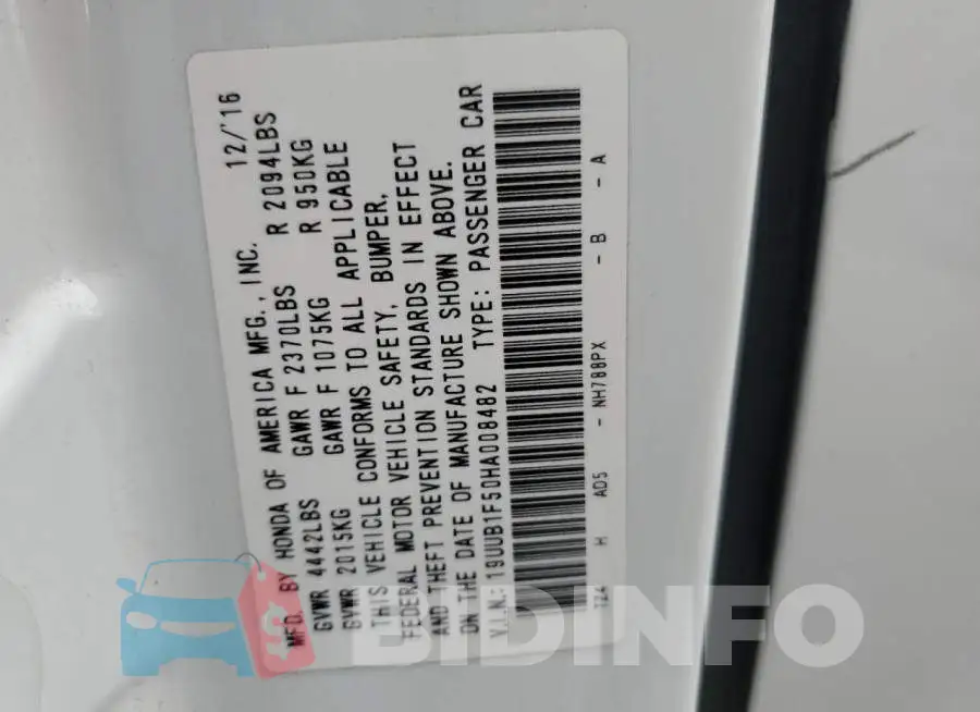 19UUB1F50HA008482 Photo# 13