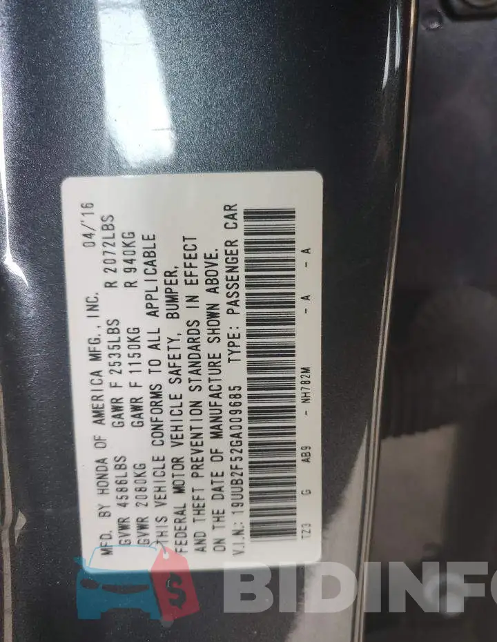 19UUB2F52GA009685 Photo# 13