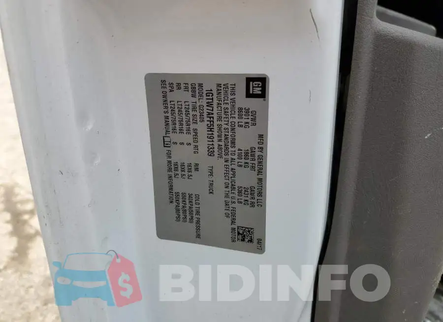 1GTW7AFF5H1911339 Photo# 13