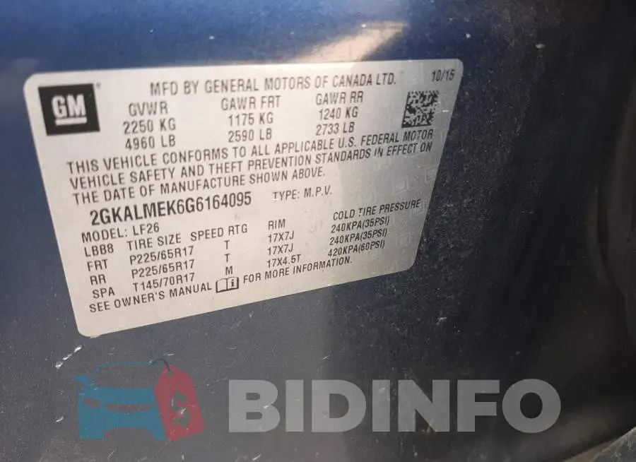 2GKALMEK6G6164095 Photo# 12