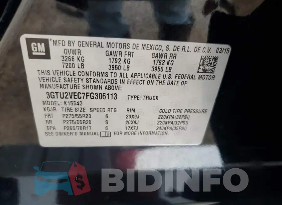 3GTU2VEC7FG306113 Photo# 12
